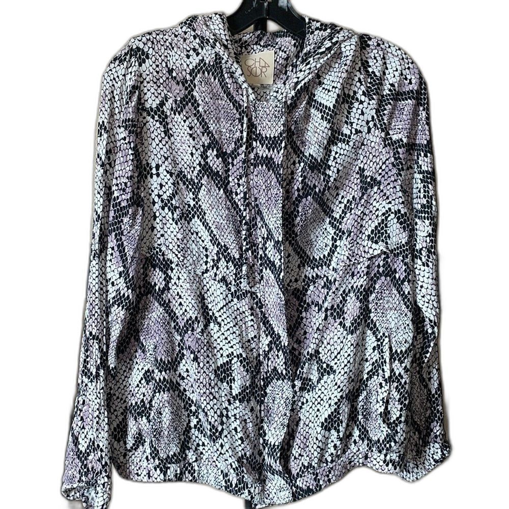 Chaser Women’s Snake Print Zip-Up Knit Hoodie size S NWOT Y2K Coastal Lagenlook